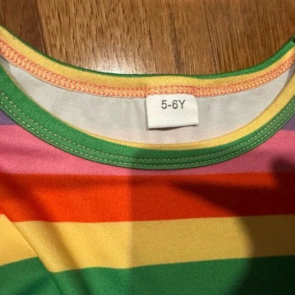 Rainbow Striped Kids Dress - Picture 3 of 4